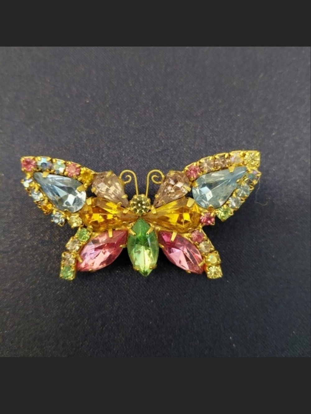 Multicolor Crystal Butterfly Brooch Pin - Gold Tone Women’s Jewelry